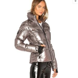 SAM. Women's Freestyle Metallic Puffer Jacket, Gunmetal, XS
